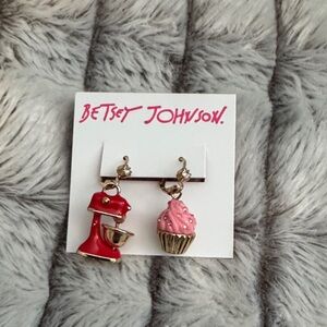 Betsey Johnson Red Mixer and Pink Cupcake Earrings